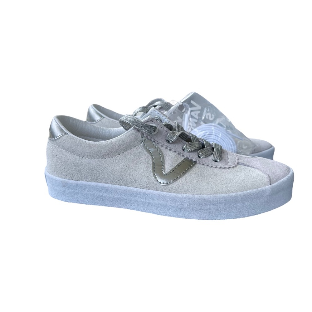 Vans Sport Low Suede White Gray Leather Sneakers Women’s 6 Men’s 4.5